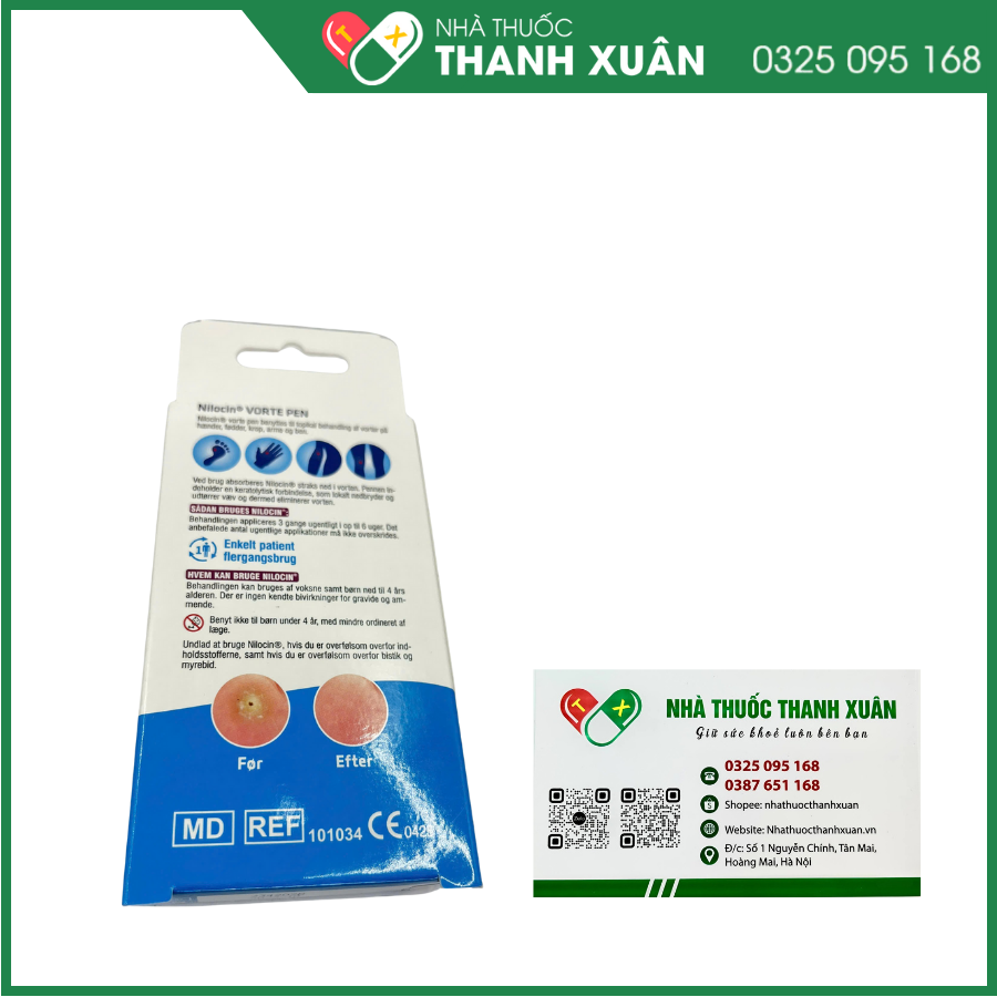 Nilocin Vorte Pen - Điều trị mụn cóc, mụn cơm ở bàn tay, bàn chân, cánh tay và chân